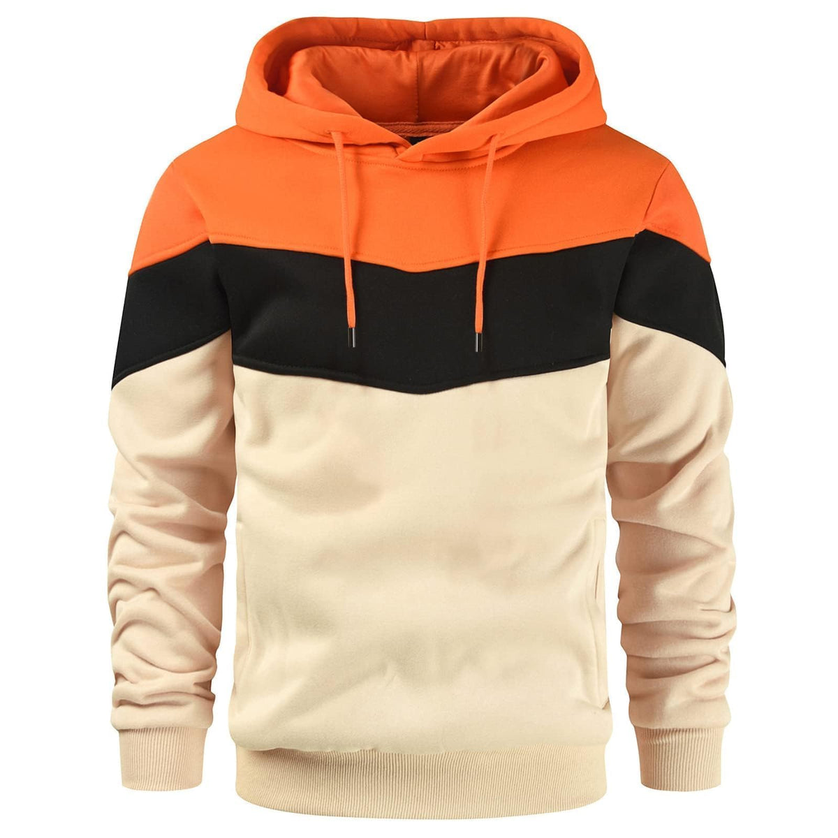 Gesean Men's Novelty Color Block Pullover Fleece Hoodie Casual Sweatshirt