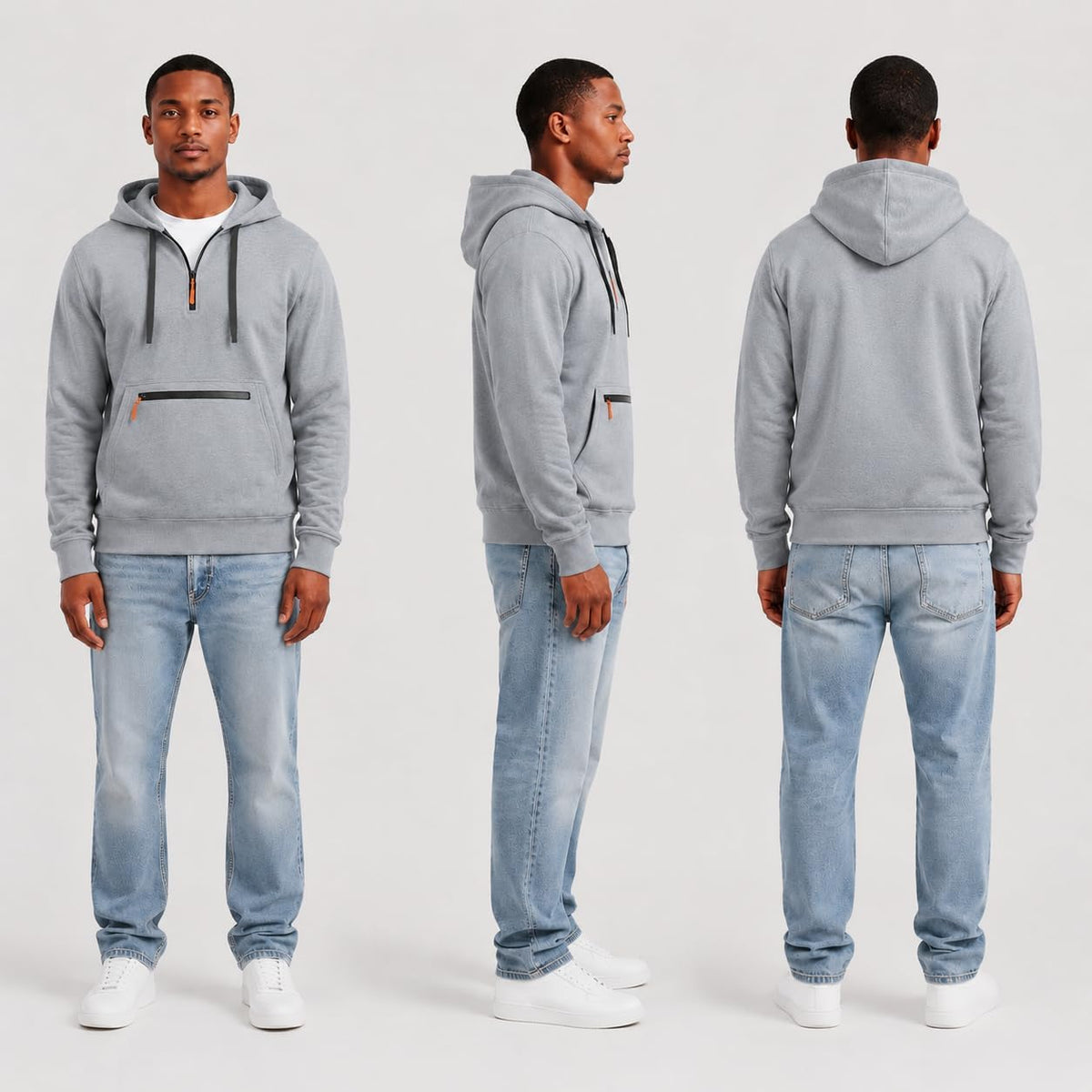 Tactical Hoodies for Men Comfy Quarter Zip Pullover with Multi Pockets