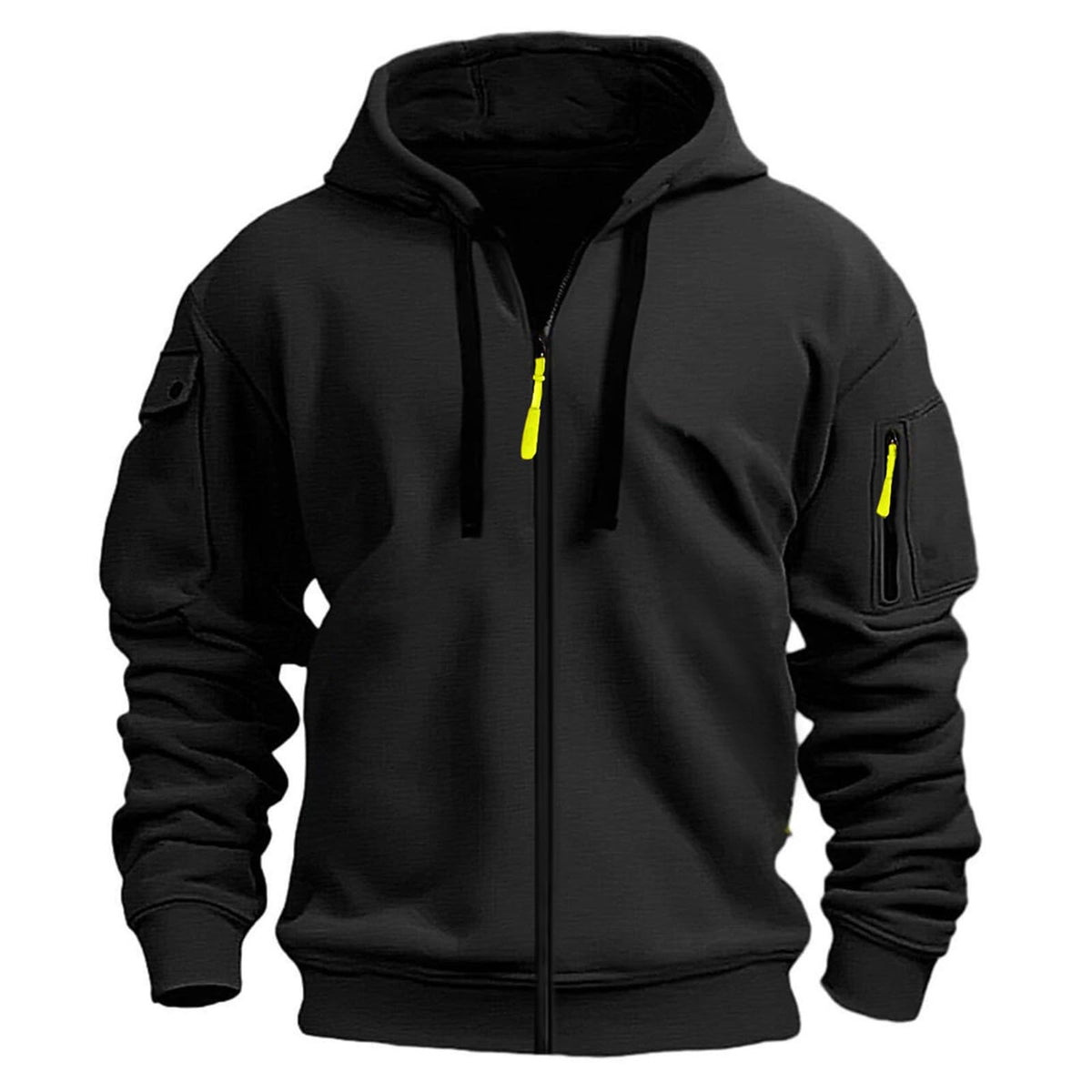 Zip Up Hoodie Men Cargo Tactical Hooded Sweatshirts Jacket With Pockets