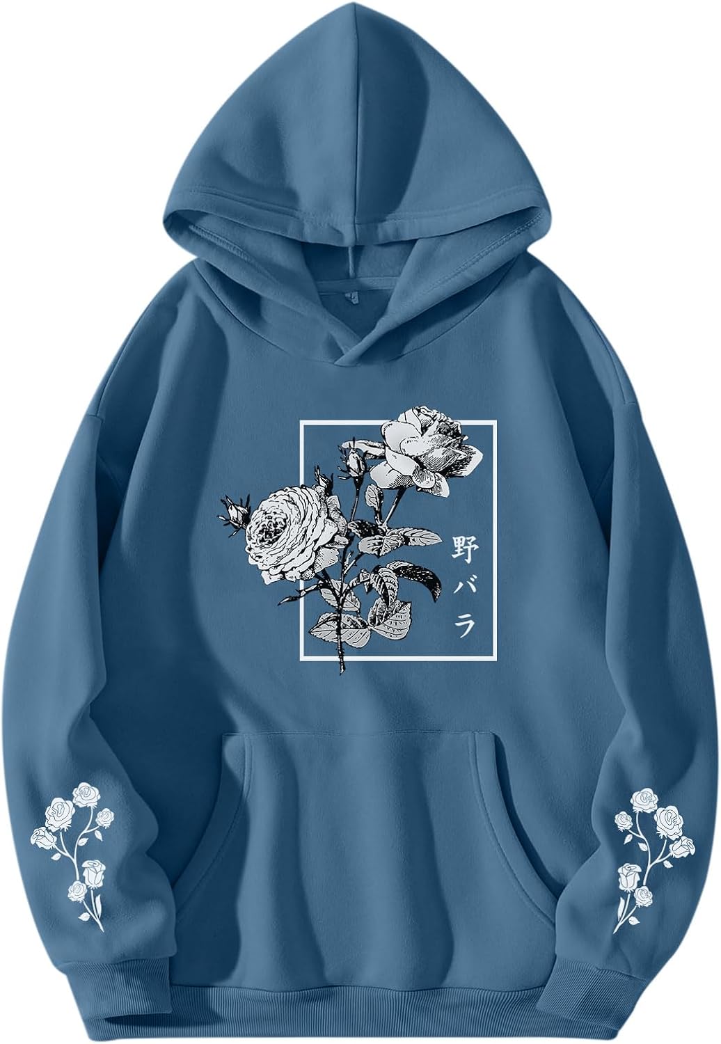 Sulayesh Rose Floral Graphic Hoodie for Men Aesthetic Japanese Cool Hoodies Oversized Trendy Streetwear Pullover Sweatshirt