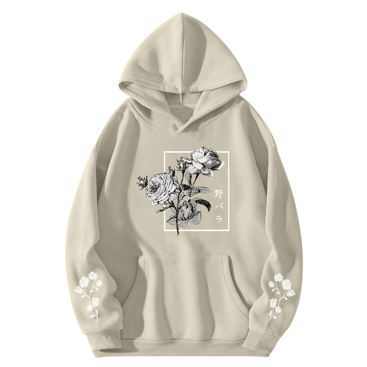 Sulayesh Rose Floral Graphic Hoodie for Men Aesthetic Japanese Cool Hoodies Oversized Trendy Streetwear Pullover Sweatshirt