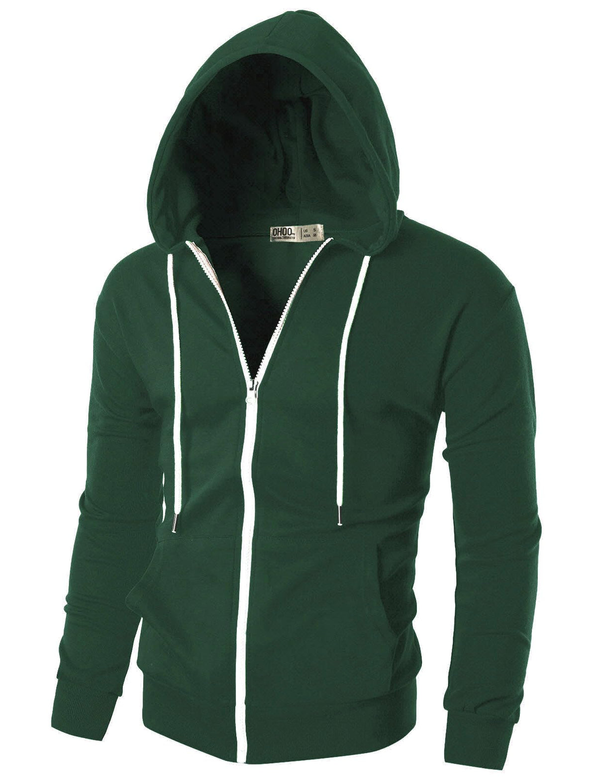 Ohoo Men's Zip Up Hoodie Lightweight Slim Fit Hooded Jacket