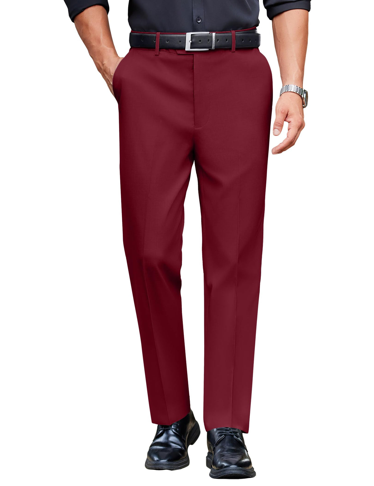 COOFANDY Men Dress Pants Slim Fit Expandable Waist Suit Pant Casual Slacks