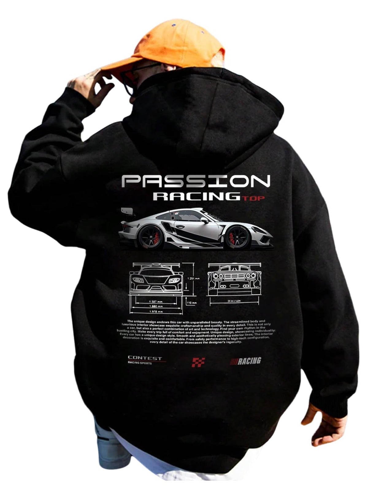 RoseSeek Men's Vintage Graphic Car Hoodies Long Sleeve Thermal Sweatshirts