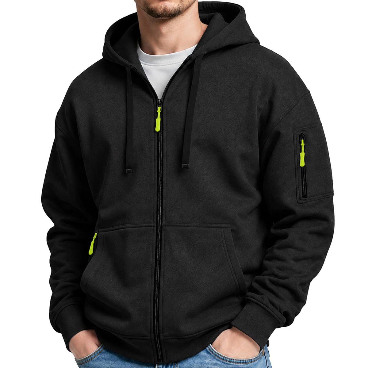 MANTORS Mens Fleece Jackets Contrast Hoodies Lightweight Sweatshirt Color Block Jacket Coats