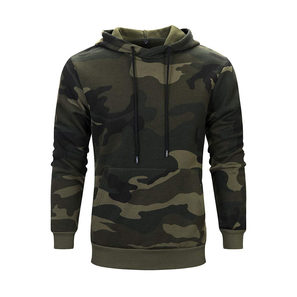 AOTORR Men's Pullover Hoodie Blend Fleece Long Sleeve Contrast Color Military Sweatshirt with Kanga Pocket
