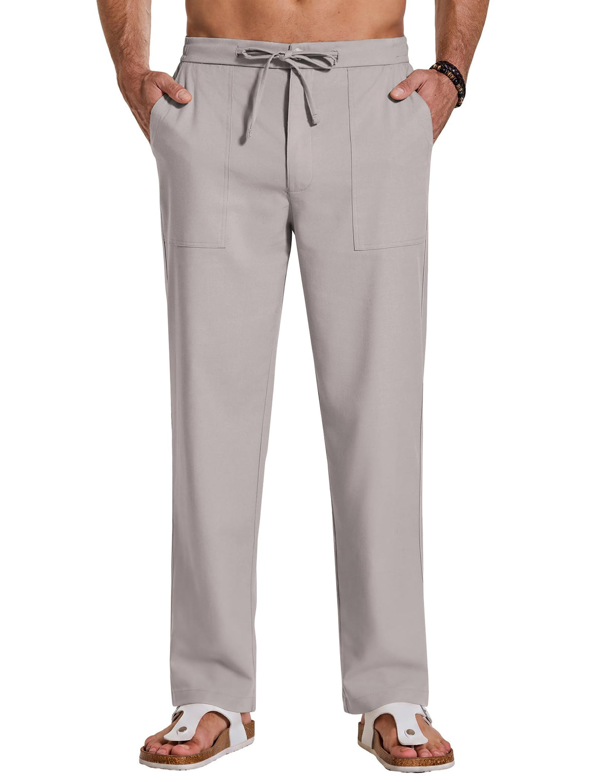 COOFANDY Mens Casual Cotton Linen Pants Lightweight Beach Dress Pant