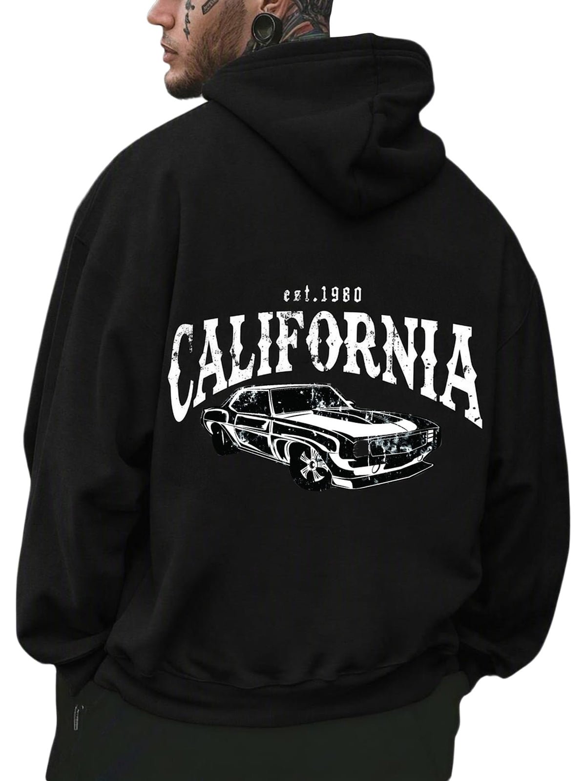 RoseSeek Men's Vintage Graphic Car Hoodies Long Sleeve Thermal Sweatshirts