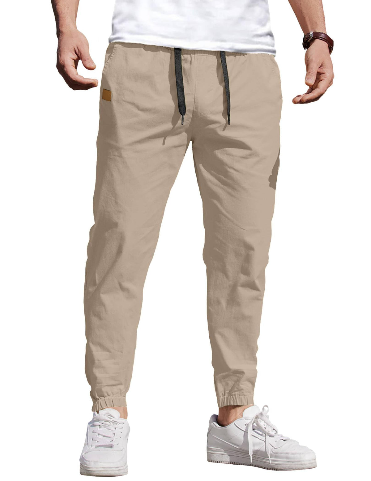 COOFANDY Mens Casual Joggers Cotton Elastic Drawstring Chino Cargo Pants