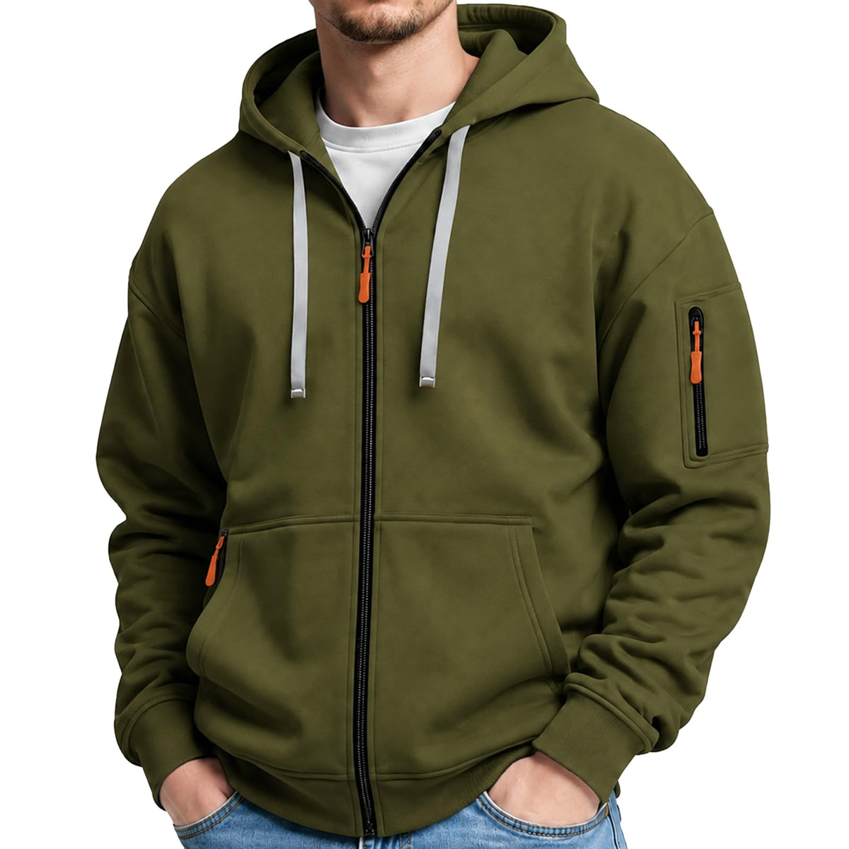 MANTORS Mens Fleece Jackets Contrast Hoodies Lightweight Sweatshirt Color Block Jacket Coats