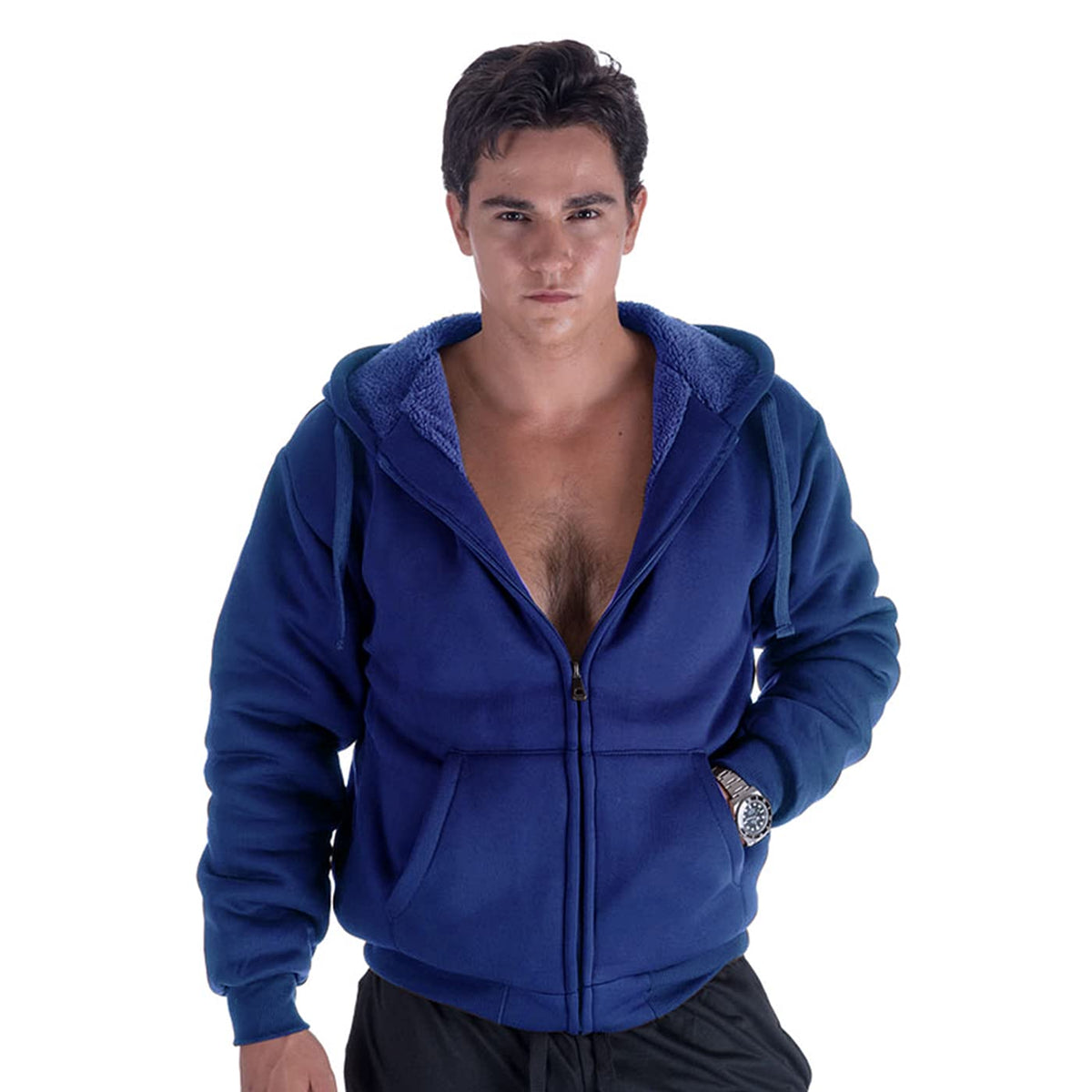 Gary Com Heavyweight Sherpa Hoodies for Men, Thick Fleece Lined Full Zip Up Winter Warm Sweatshirts Work Jackets