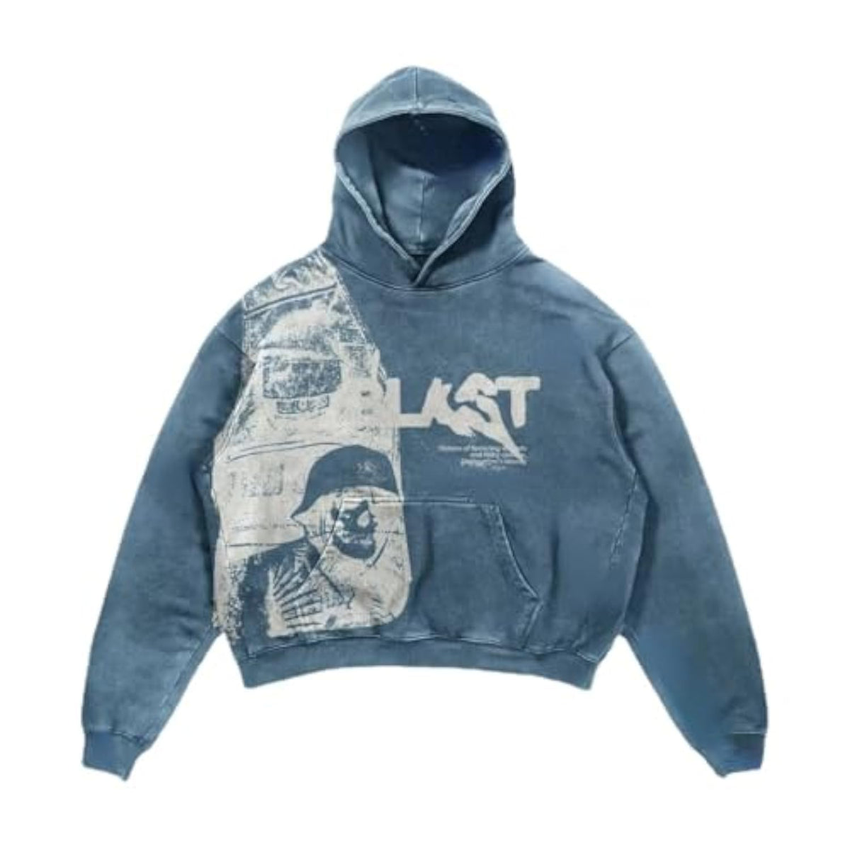 Obenie Retro Y2K Hoodie Gothic Casual Alphabet Blast Print Pattern Skull Fashion Hoodie Men Harajuku Men Clothing