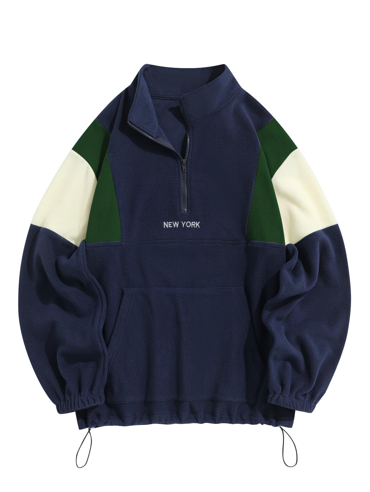 ZAFUL Men's Polar Fleece Sweatshirt NY Embroidery Half Zip Fleece Jacket