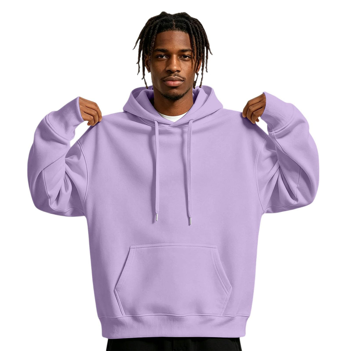Mens Hoodies Fleece-Lined Long Sleeve Pullover Warm Fall Winter Sweatshirt