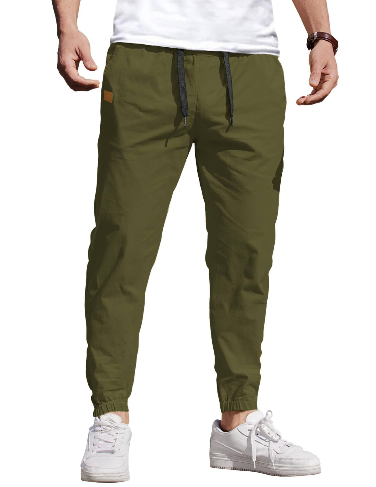 COOFANDY Mens Casual Joggers Cotton Elastic Drawstring Chino Cargo Pants