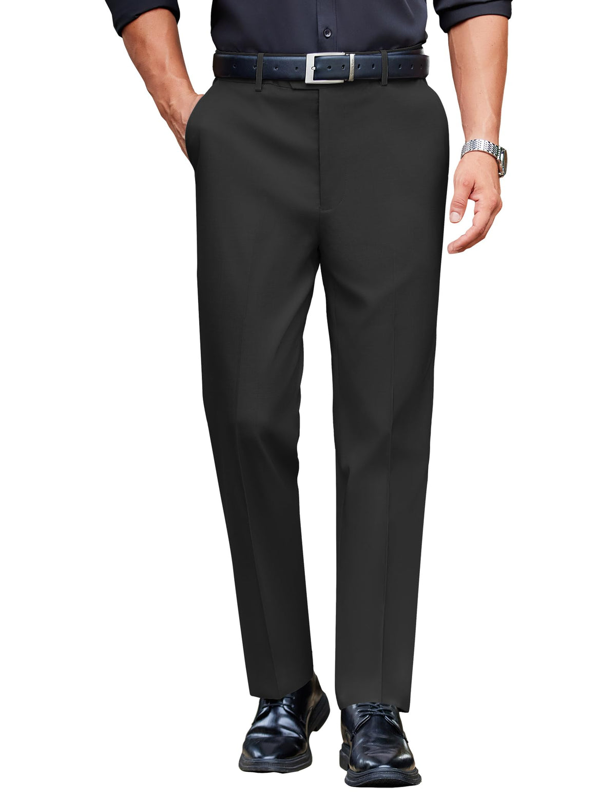 COOFANDY Men Dress Pants Slim Fit Expandable Waist Suit Pant Casual Slacks