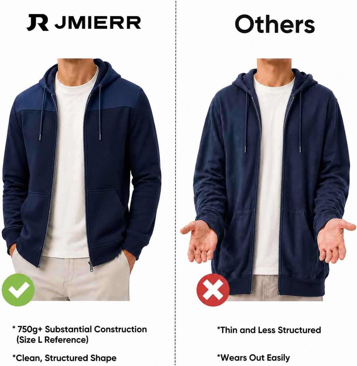 JMIERR Men's Colorblock Zip Hoodie Lightweight Jacket