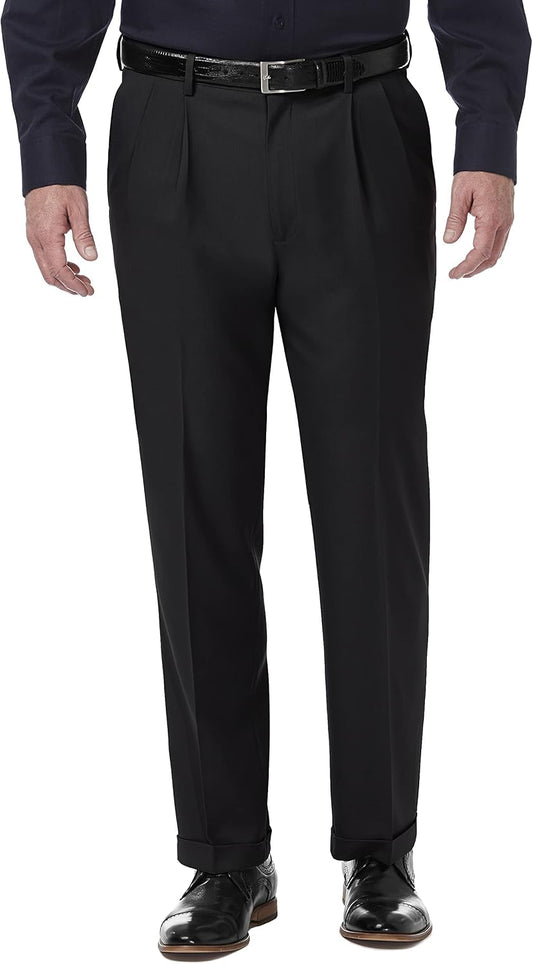 Haggar Men's Classic Fit Pleated Premium Comfort Dress Pant