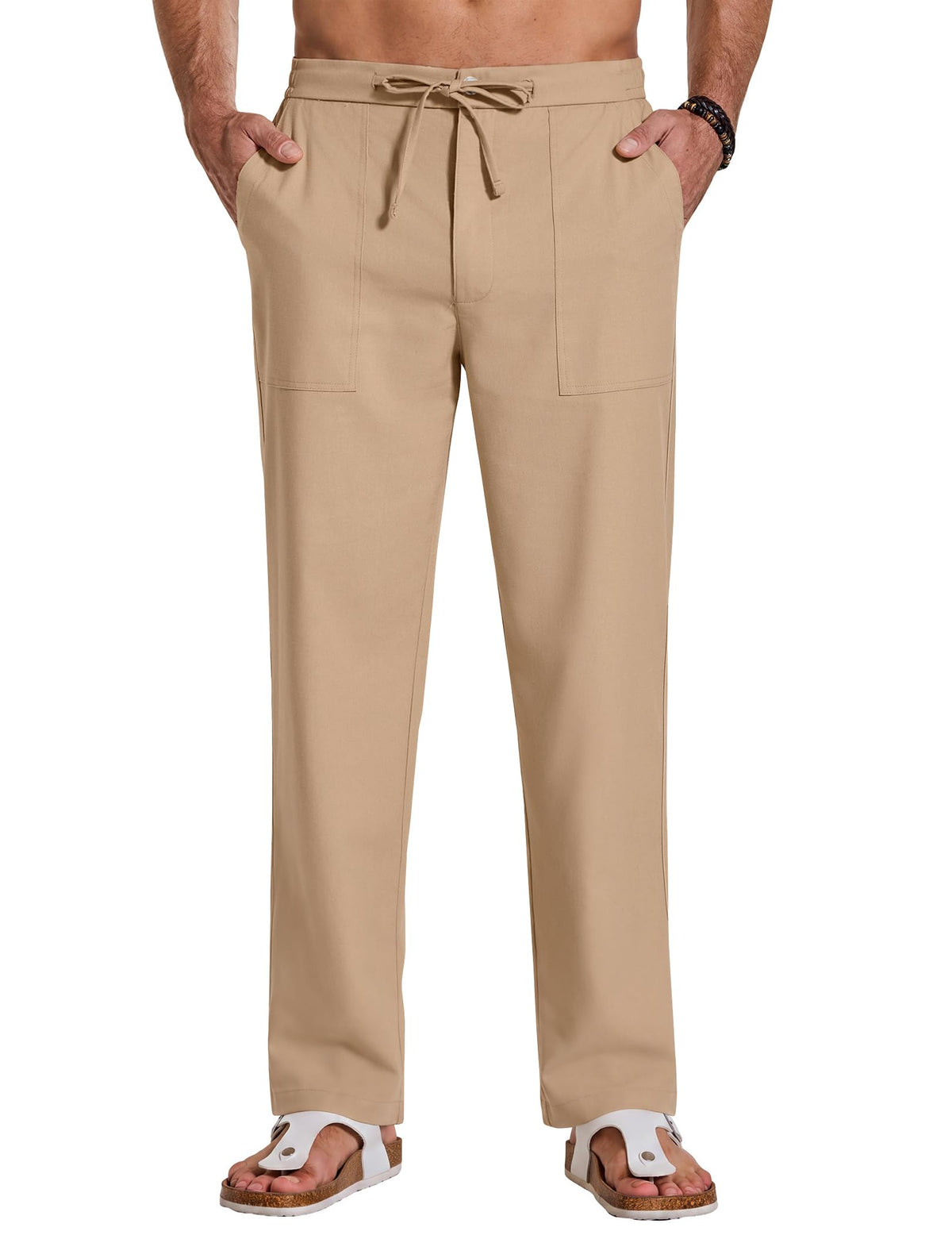 COOFANDY Mens Casual Cotton Linen Pants Lightweight Beach Dress Pant