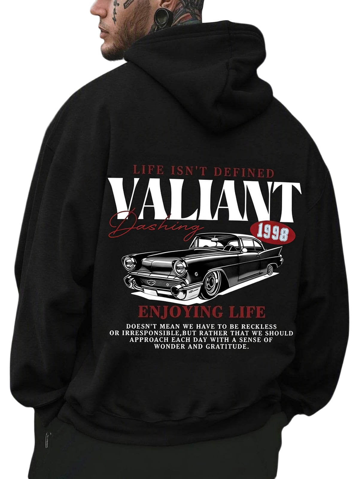 RoseSeek Men's Vintage Graphic Car Hoodies Long Sleeve Thermal Sweatshirts