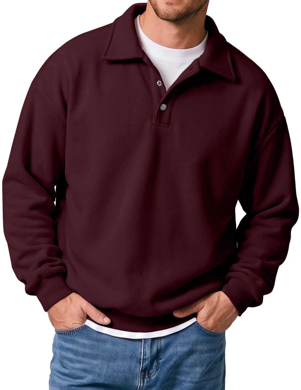JMIERR Men's Casual Polo Sweatshirt Pullover Sweaters