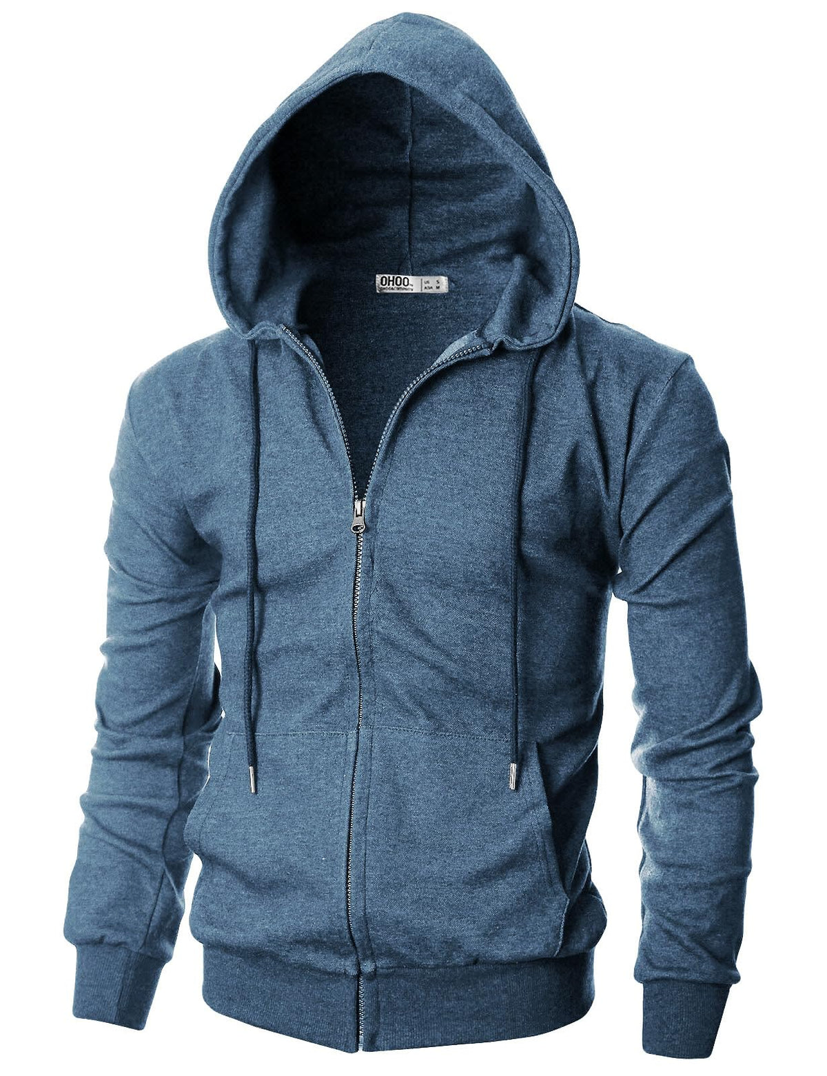 Ohoo Men's Zip Up Hoodie Lightweight Slim Fit Hooded Jacket