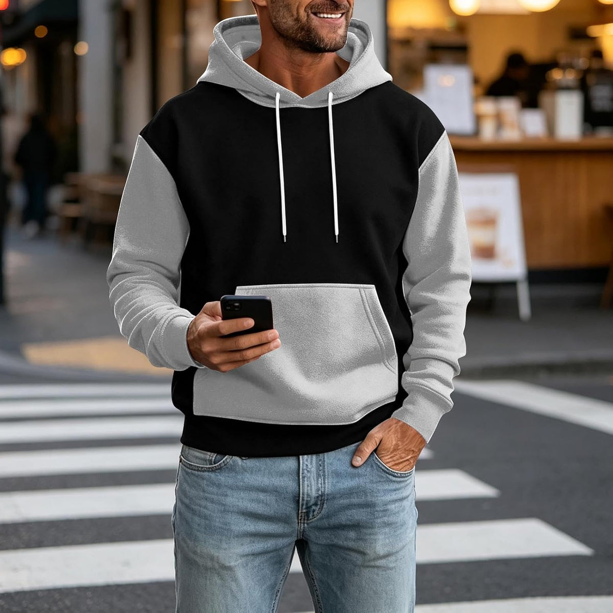 Mens Hoodies Long Sleeve with Pocket Pullover Hoodie Fashion Fall Winter Sweatshirt