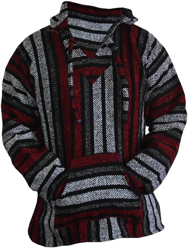 Del Mex Mexican Baja Hoodie Hippie Surf Poncho Sweater Sweatshirt Pullover Jerga