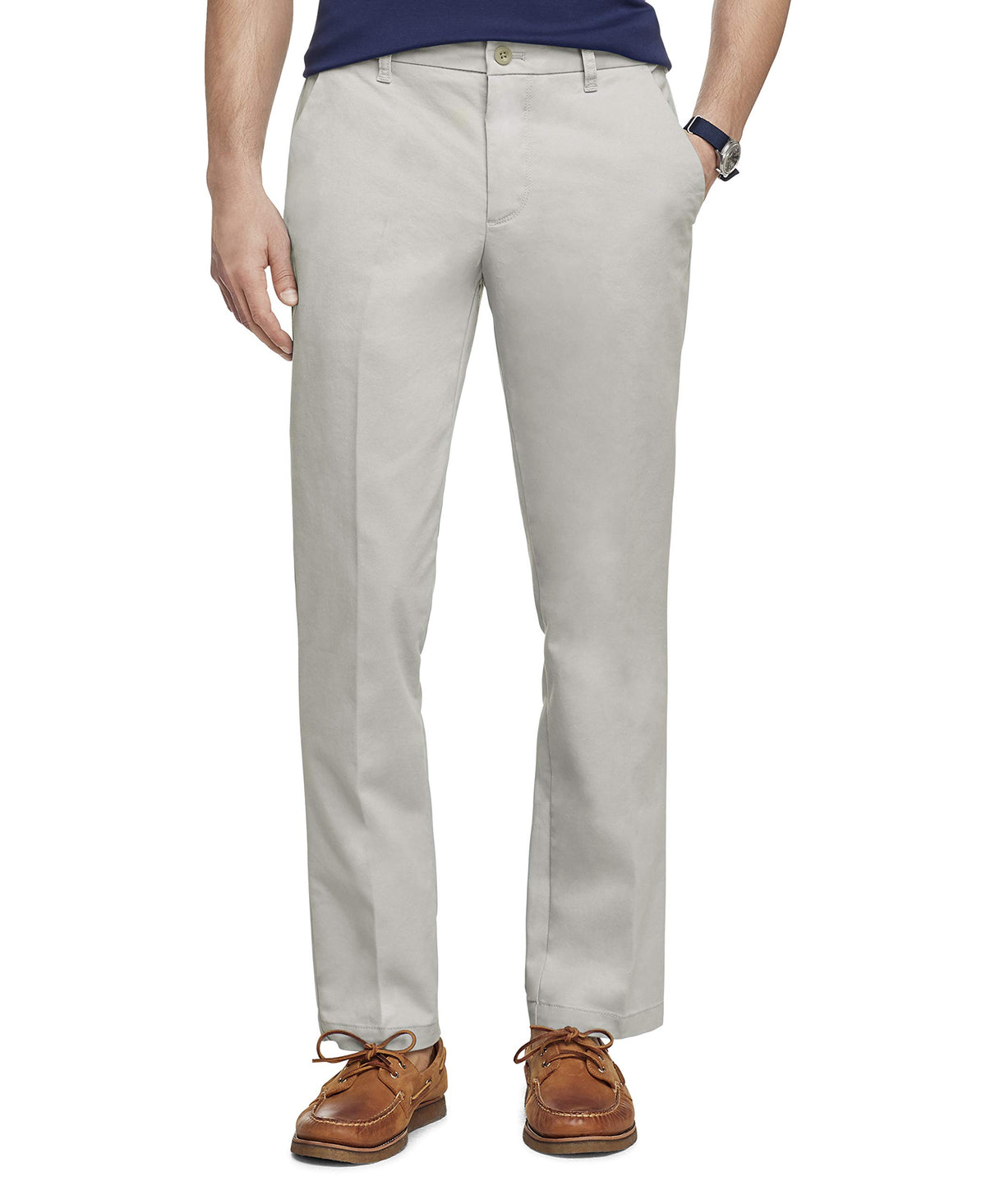 Izod Men's Performance Stretch Straight Fit Flat Front Chino Pant