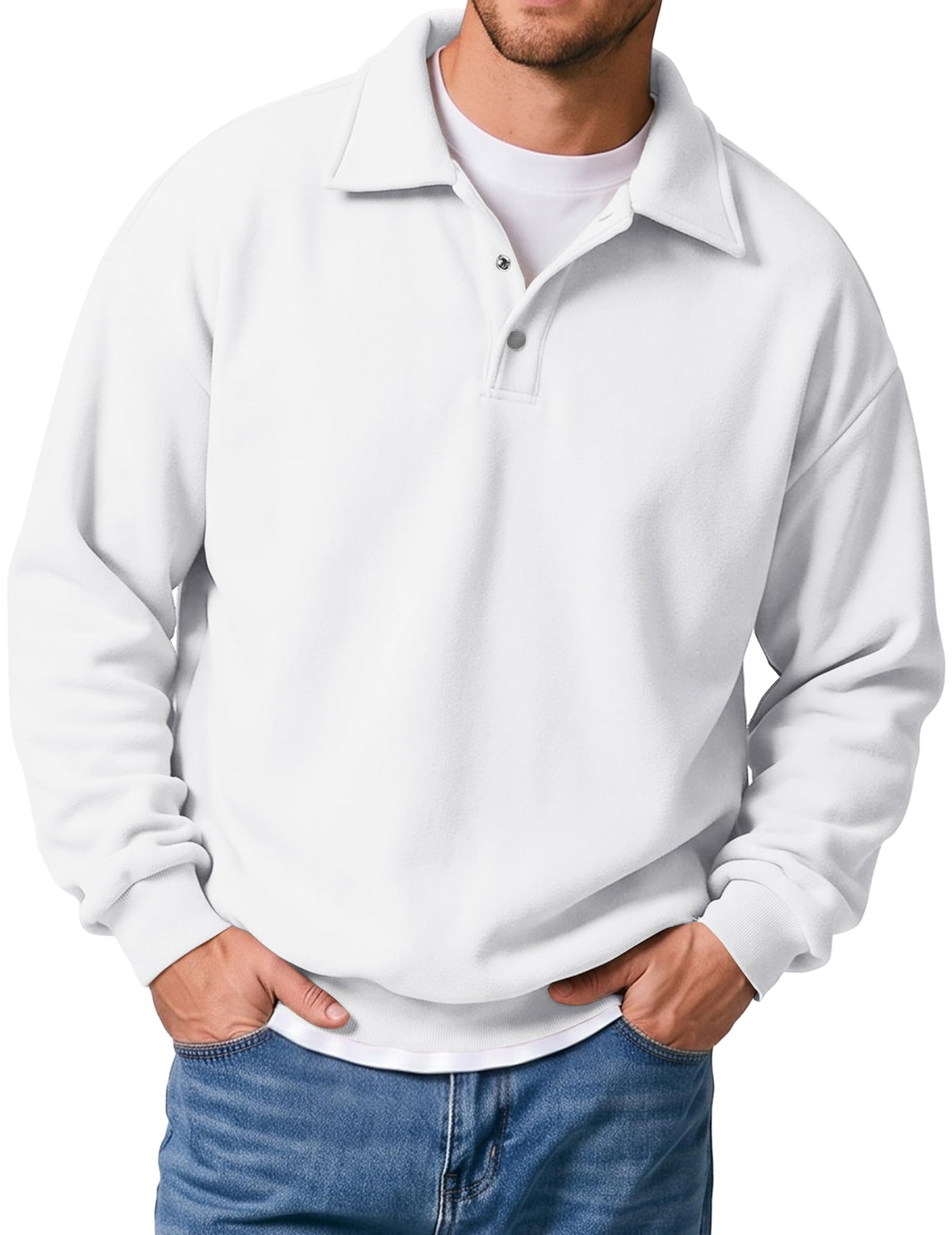 JMIERR Men's Casual Polo Sweatshirt Pullover Sweaters