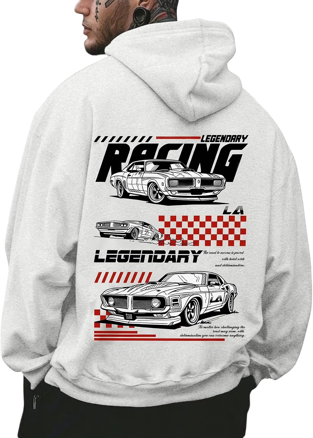 RoseSeek Men's Vintage Graphic Car Hoodies Long Sleeve Thermal Sweatshirts