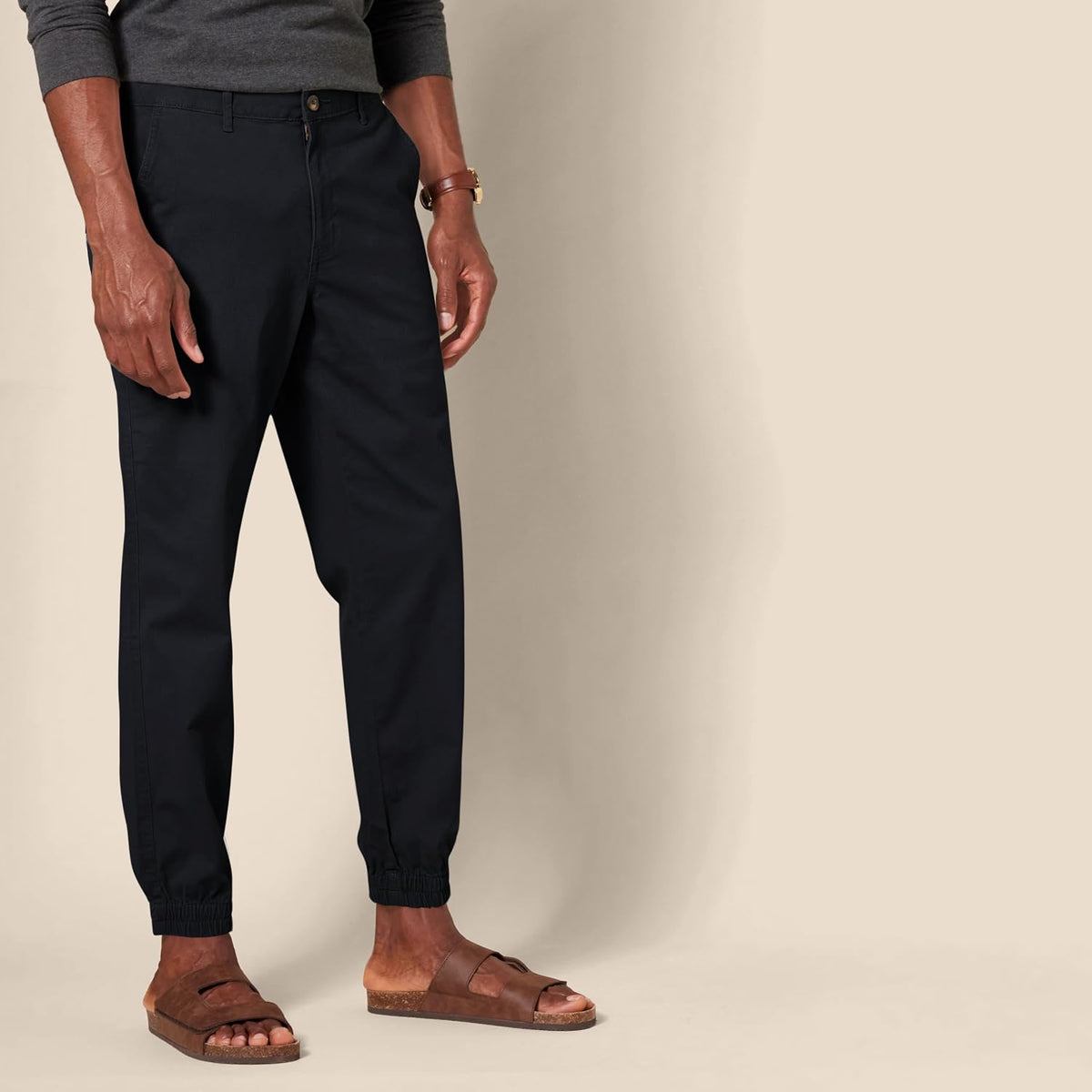Amazon Essentials Men's Straight-Fit Chino Jogger Pants with Elastic Waist and Pockets