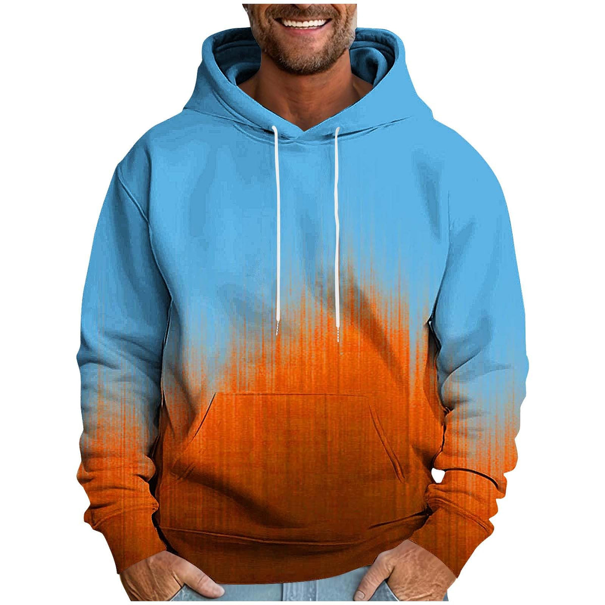 Hoodies for Men Ombre Gradient Graphic Hooded Sweatshirt