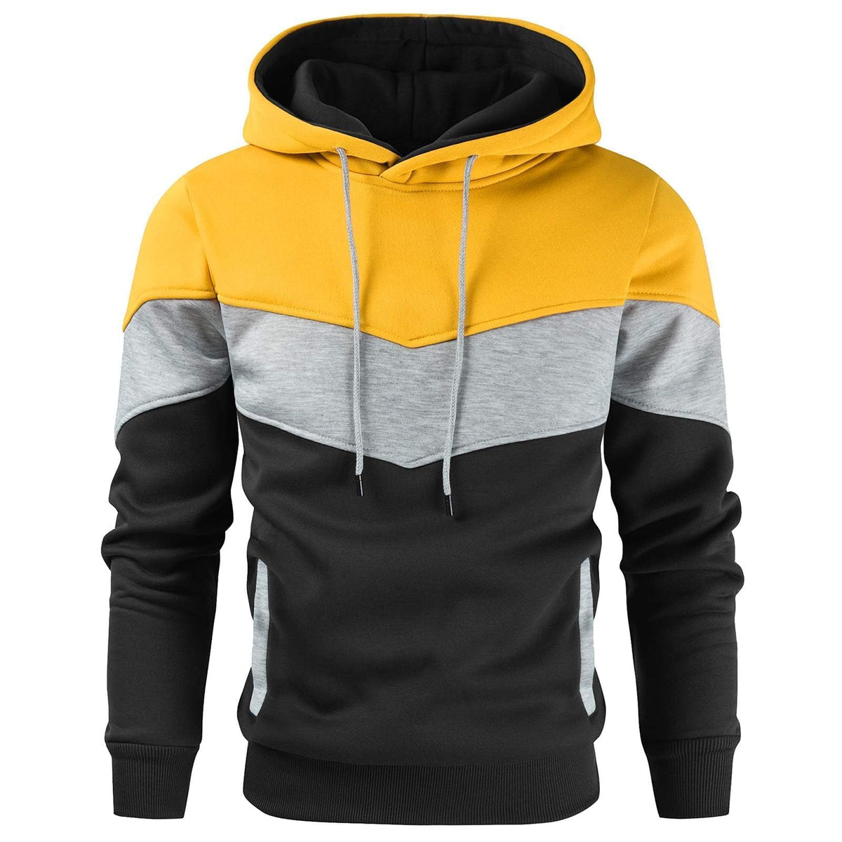 Gesean Men's Novelty Color Block Pullover Fleece Hoodie Casual Sweatshirt