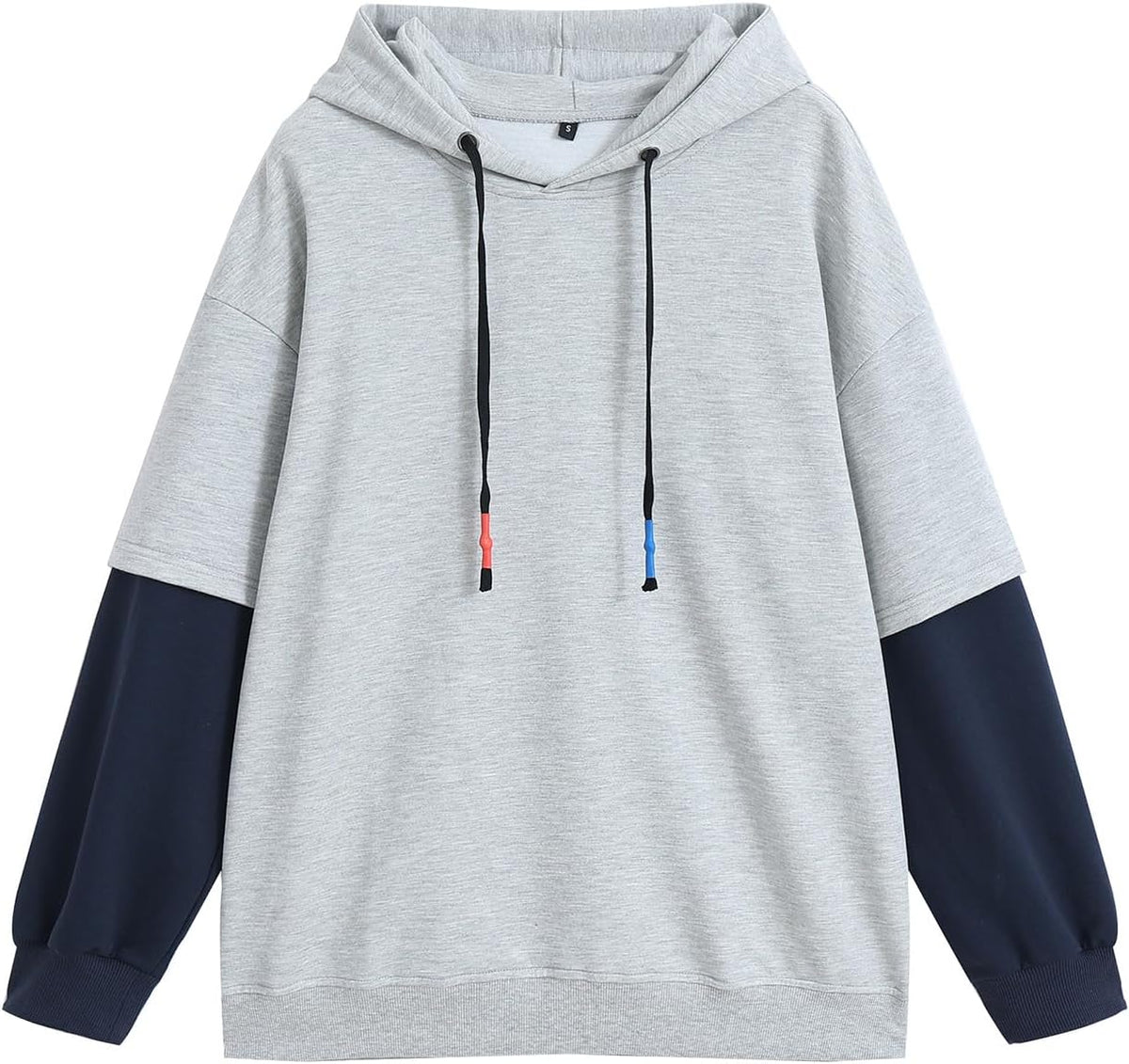 GURUNVANI Fashion Hoodies Men's Color Block Pullover O-Neck Hooded Sweatshirt Patchwork