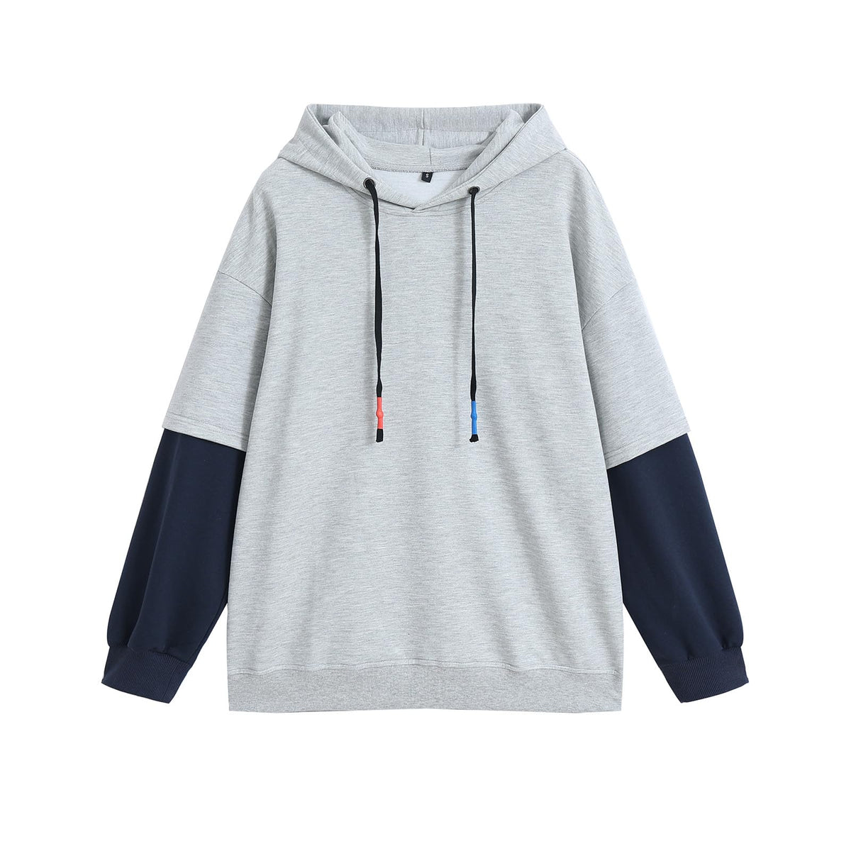 GURUNVANI Fashion Hoodies Men's Color Block Pullover O-Neck Hooded Sweatshirt Patchwork