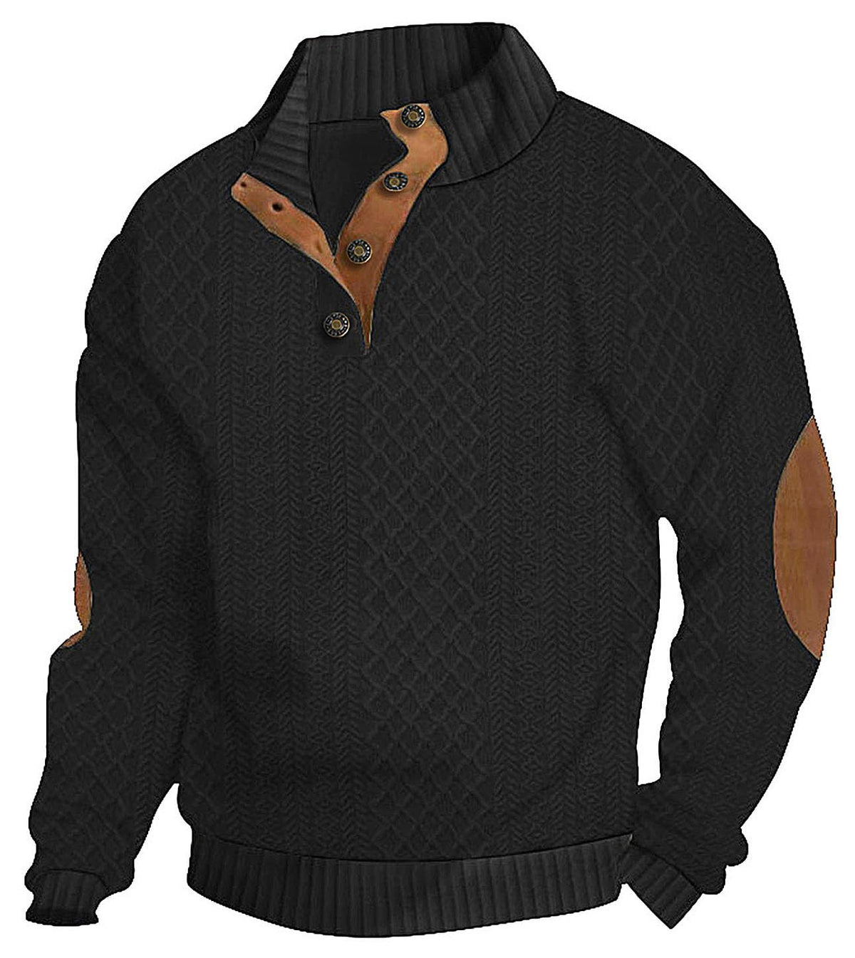 Men's Casual Sweatshirt Pullover Sweater Casual Long Sleeve Stand Collar Quarter Button Sweaters