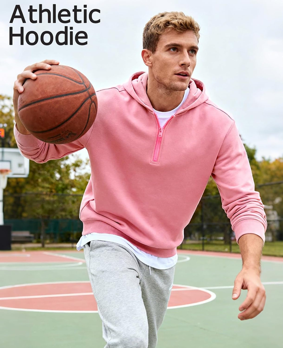 Men's Hoodie Quarter Zip Pullover Sweatshirts Fleece Hoodies Casual Long Sleeve Athletic Hooded Sweat Shirt for Men