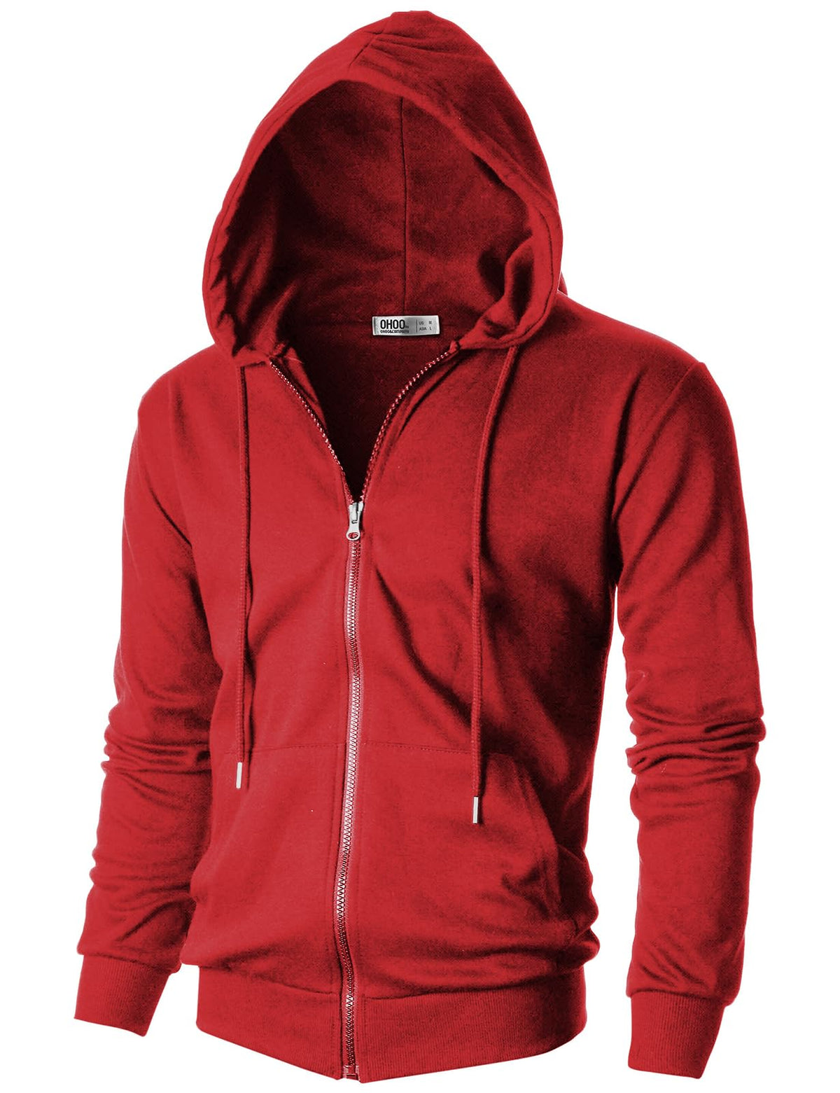 Ohoo Men's Zip Up Hoodie Lightweight Slim Fit Hooded Jacket