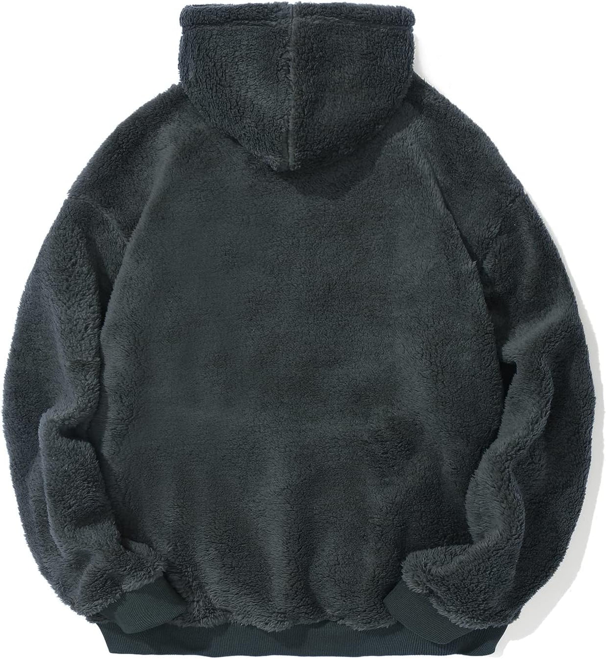 PEGENO Mens Fuzzy Sherpa Hoodie Pullover Sweatshirts Loose Cozy Pocket Long Sleeve Winter Hooded Outwear