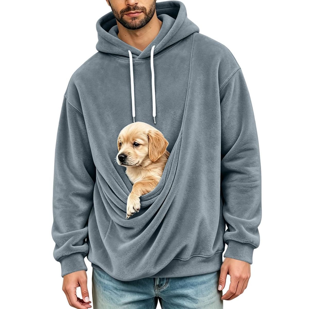 Mens Hoodies Pullover Fashion Kangaroo Pouch Hoodie Slim Oversized Tops Fall Winter Casual Animal Holder Sweatshirts