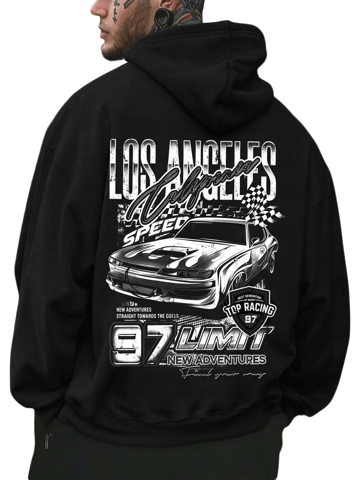 RoseSeek Men's Vintage Graphic Car Hoodies Long Sleeve Thermal Sweatshirts