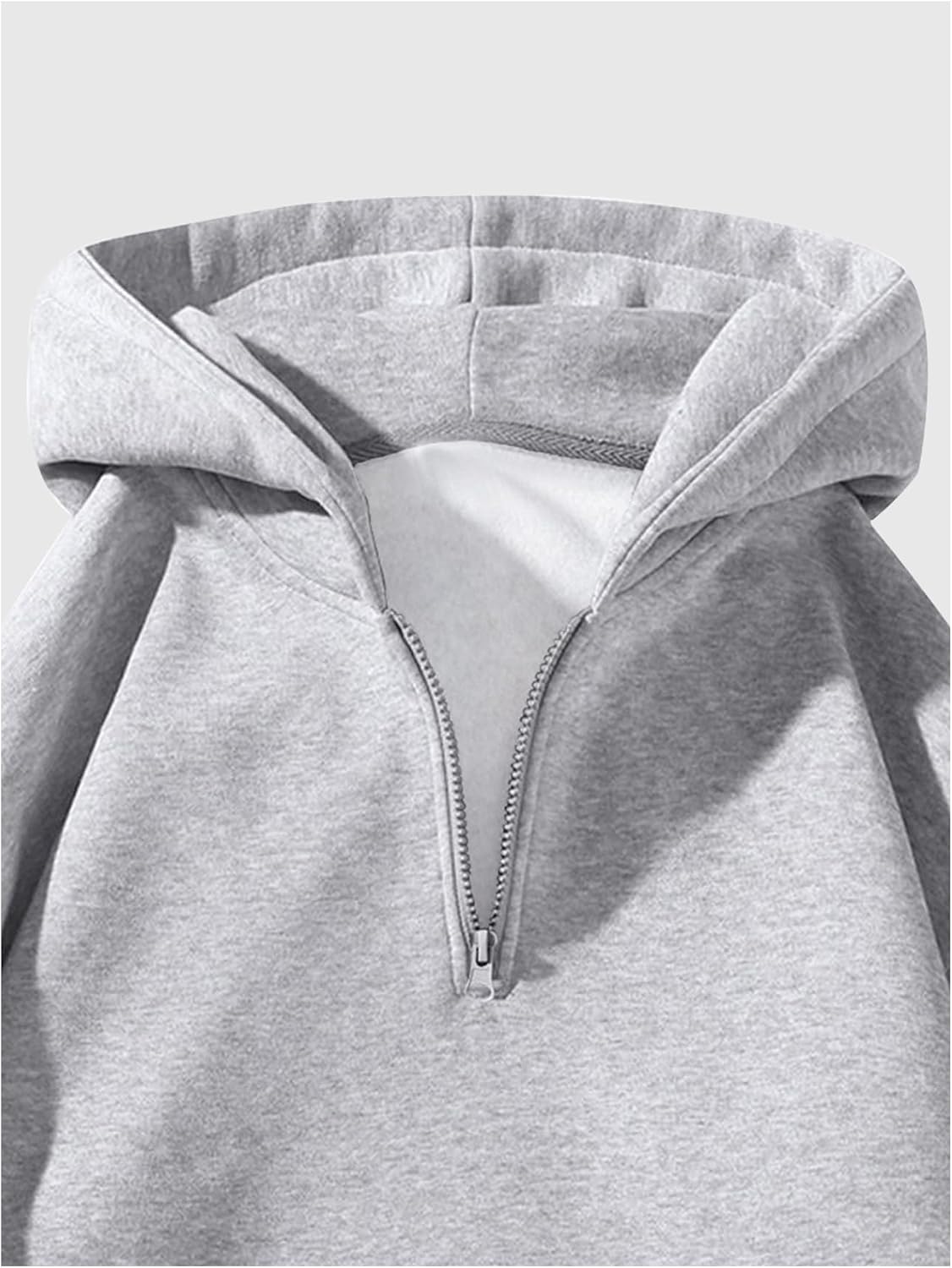 Verdusa Mens Quarter Zip Hoodie Long Sleeve Drop Shoulder Fleece Sweatshirt