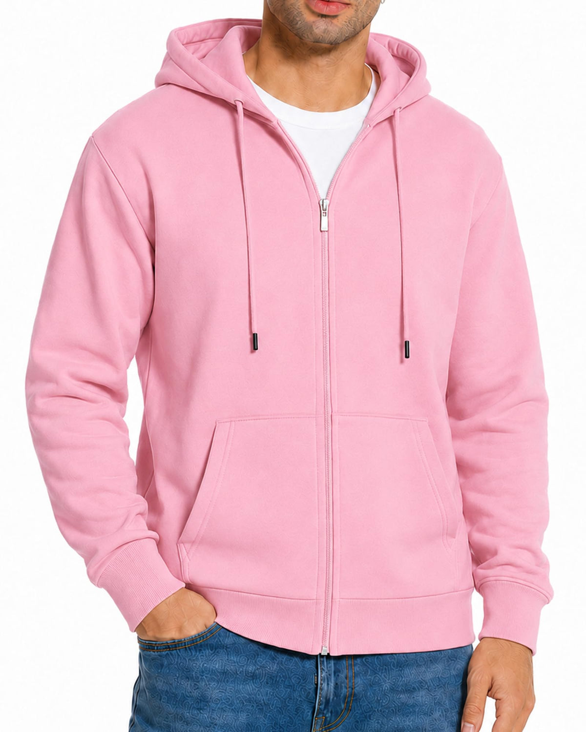 Men's Zip Up Hoodie Fleece Sweatshirt Jacket with Pockets