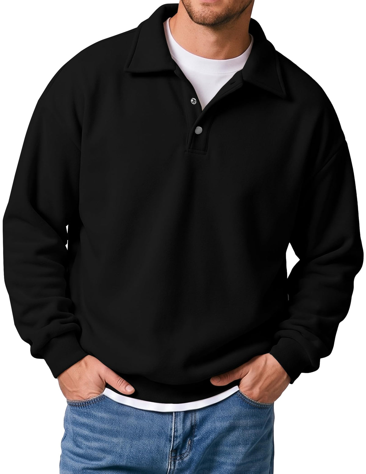 JMIERR Men's Casual Polo Sweatshirt Pullover Sweaters