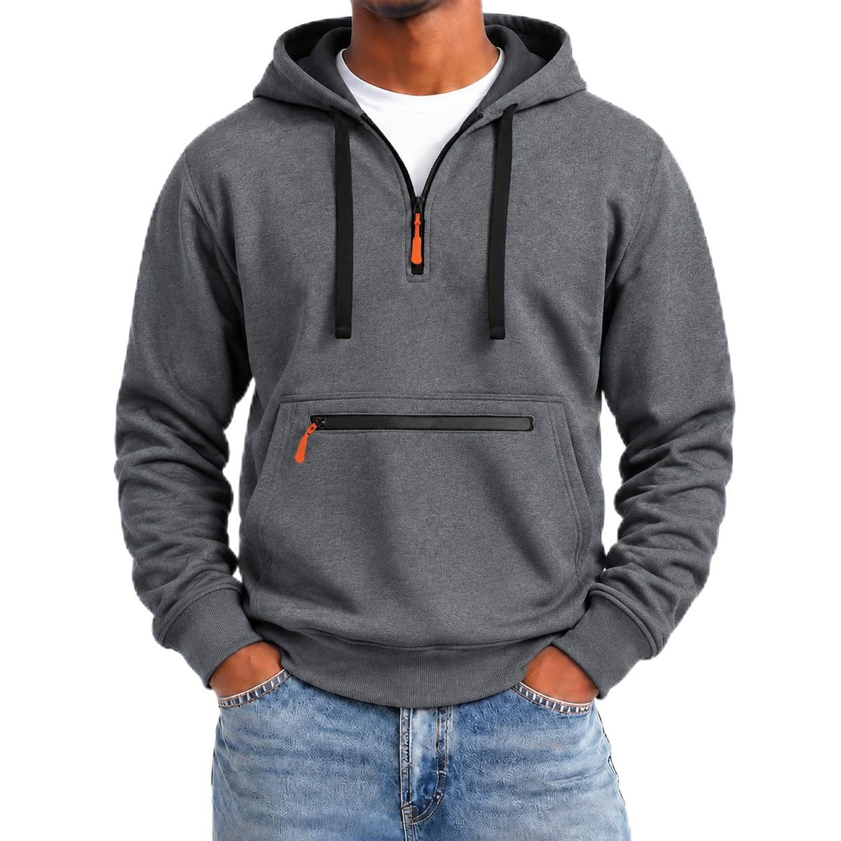 Tactical Hoodies for Men Comfy Quarter Zip Pullover with Multi Pockets