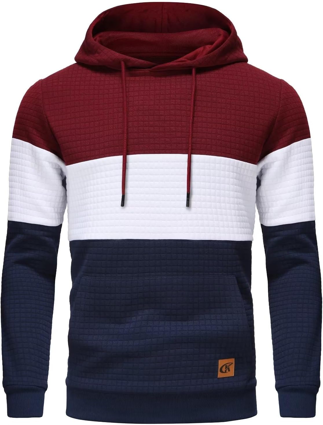 Yundobop Men's Pullover Hoodies Plaid Jacquard with Kangaroo Pocket