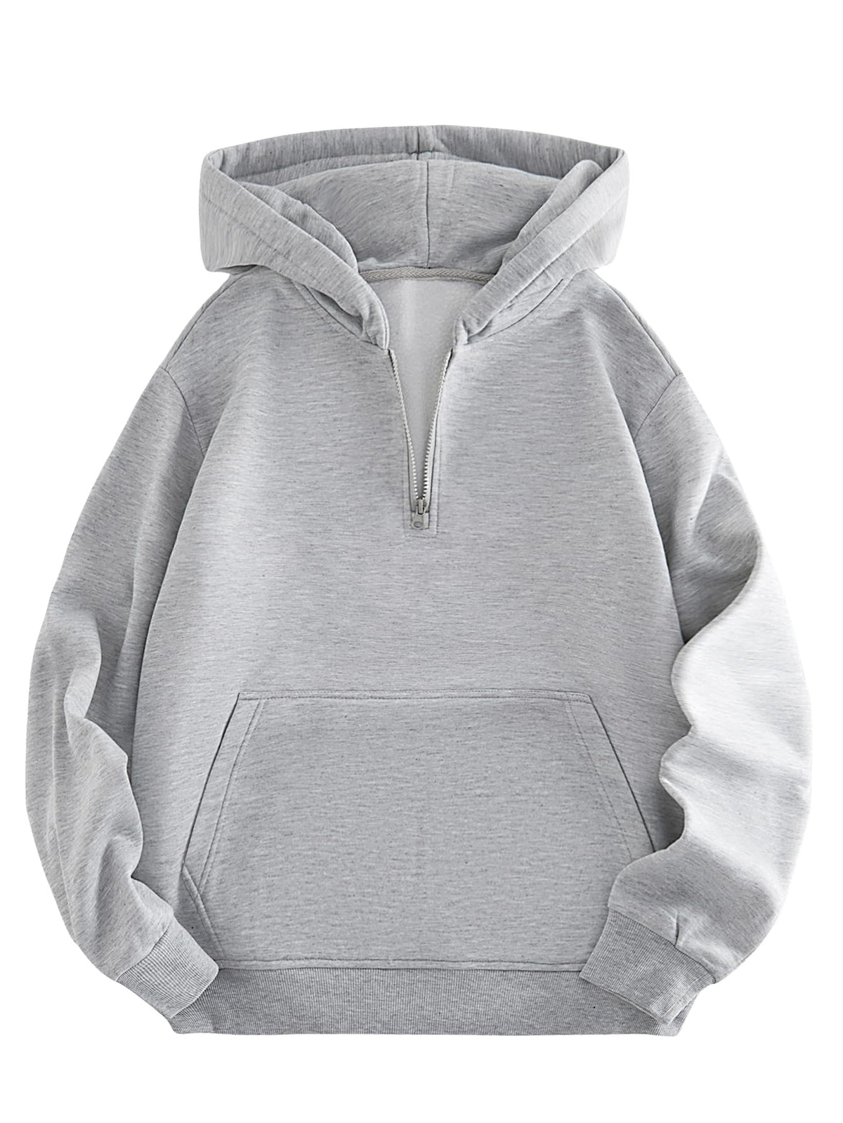 Verdusa Mens Quarter Zip Hoodie Long Sleeve Drop Shoulder Fleece Sweatshirt