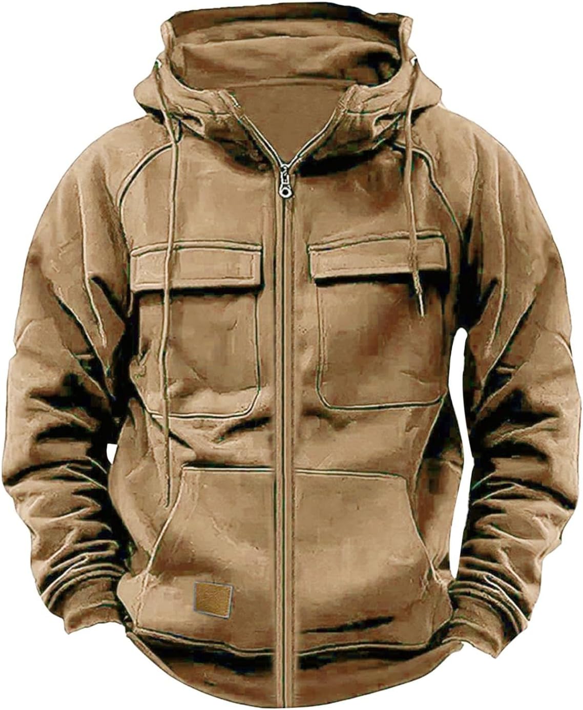 Mens Tactical Hoodies Zip Up Military Cargo Sweatshirts Long Sleeve Hoodie