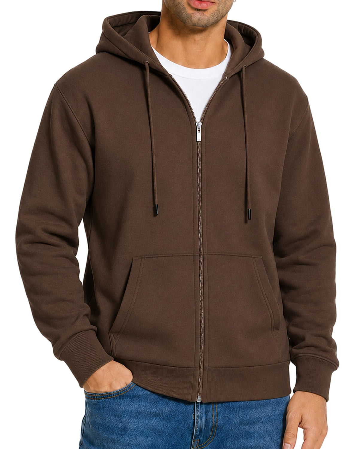 Men's Zip Up Hoodie Fleece Sweatshirt Jacket with Pockets